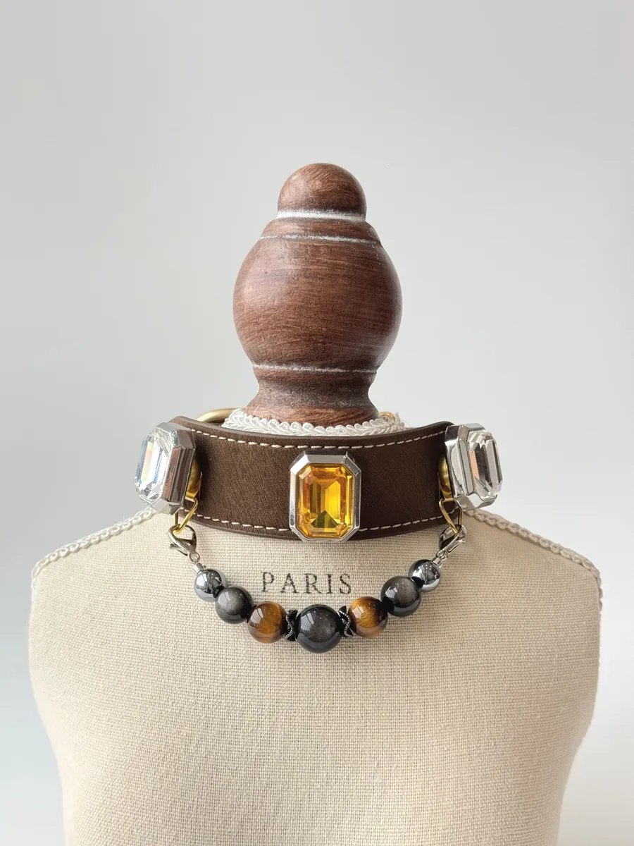 Sunbeam Amber — warm amber-bead handmade collar for fall